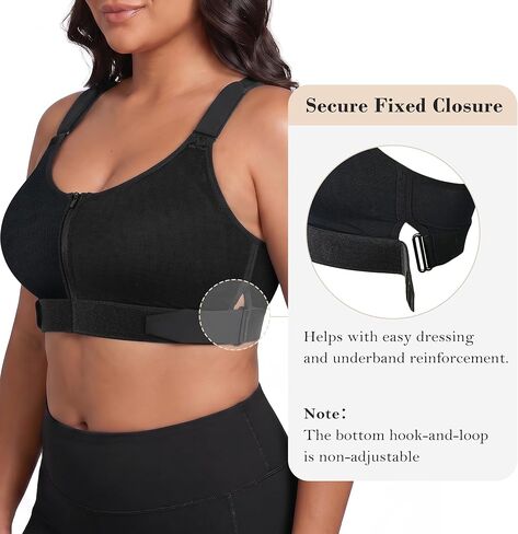 YIANNA High Impact Sports Bra for Women, Front Zip Workout Bra with Adjustable Velcro Straps and Sewn-in Pads in Saudi Arabia