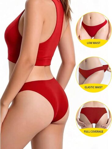 Cotton Underwear for Women 6 Pack No Show Sexy Bikini Panties High Cut Breathable Cheeky Low Rise Soft Hipster in Kuwait