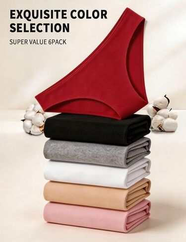 Cotton Underwear for Women 6 Pack No Show Sexy Bikini Panties High Cut Breathable Cheeky Low Rise Soft Hipster in Kuwait