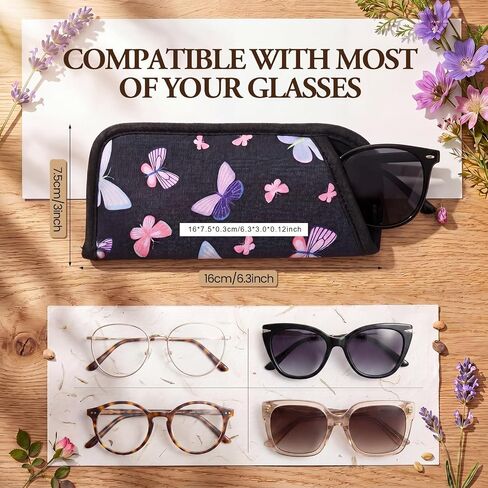 5 Pack Soft Eyeglasses Case Slim Sunglasses Pouch for Women Portable Cloth Eyewear Case Spectacle Sleeve for Girl(Fruit Floral) in Saudi Arabia
