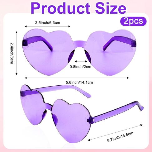 Green Purple Heart Sunglasses, 2 Pack Mardi Gras Heart Shaped Sunglass for Women, Purple Glasses for Men, Green Hearts Shaped Sunglasses for Mardi Gras Outfit Accessory Party Decorations in Kuwait