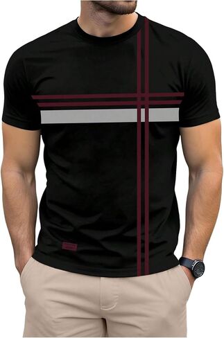 SOLY HUX Men's Striped T Shirt Short Sleeve Crew Neck Tee Casual Summer Tops in Kuwait