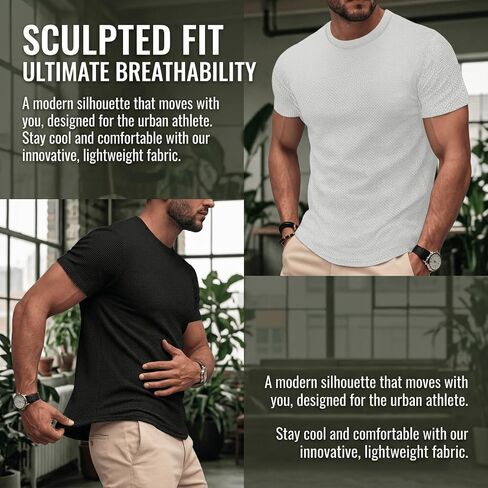Men's Casual Knit T-Shirt Crew Neck Short Sleeve Stylish Pullover Top in Kuwait