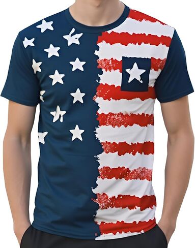 Evankin Mens 4th of July T Shirts American Flag Patriotic Short Sleeve Tees Funny Novelty USA Tops Independence Day in Kuwait