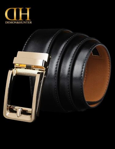 Demon&Hunter ABL Series Men's Adjustable Belt Comfort with Golden Buckle black beltswork leather Belt P01461 in Saudi Arabia