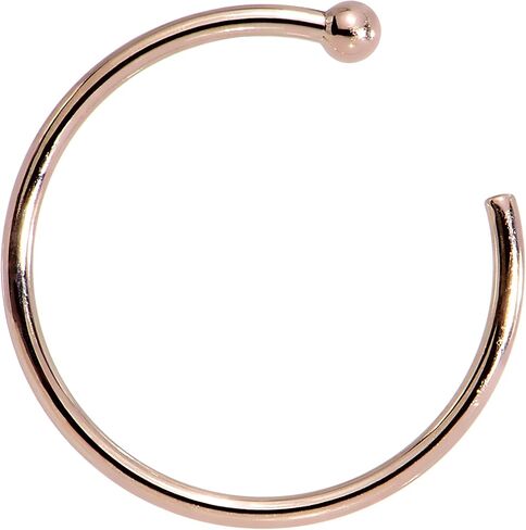 Body Candy Unisex Adult 14k Solid Rose Gold Nose Stud Hoop 20 Gauge 3/8" Body Piercing in Kuwait