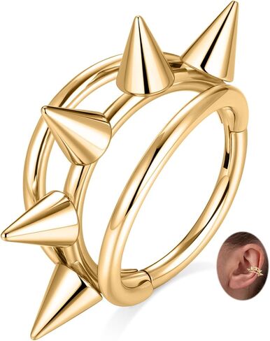 PEAKLINK Spike Nose Hoop Ring 16G Conch Hoop Earring 316L Surgical Steel Septum Daith Tragus Jewelry Helix Cartilage Lobe Earring in Saudi Arabia
