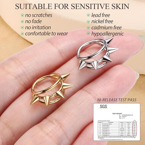 PEAKLINK Spike Nose Hoop Ring 16G Conch Hoop Earring 316L Surgical Steel Septum Daith Tragus Jewelry Helix Cartilage Lobe Earring in Saudi Arabia