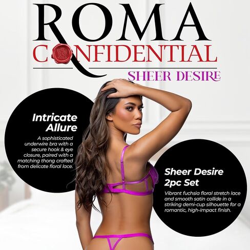 Sexy Bra and Panty Set for Women Roma Sheer Desire Floral Lace Underwire Bra Panties 2 Piece Lingerie Set Valentine Nightwear in Saudi Arabia