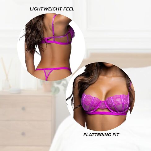 Sexy Bra and Panty Set for Women Roma Sheer Desire Floral Lace Underwire Bra Panties 2 Piece Lingerie Set Valentine Nightwear in Saudi Arabia