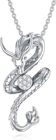 Diamond Dragon Necklace for Women 925 Sterling Silver Dragon Pendant with Lab Grown Diamond Jewelry Gifts in Kuwait