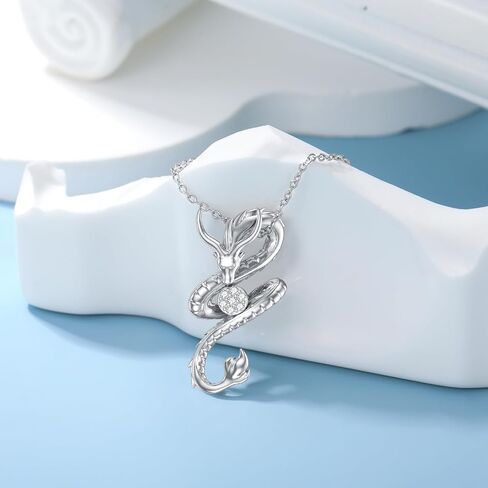 Diamond Dragon Necklace for Women 925 Sterling Silver Dragon Pendant with Lab Grown Diamond Jewelry Gifts in Kuwait