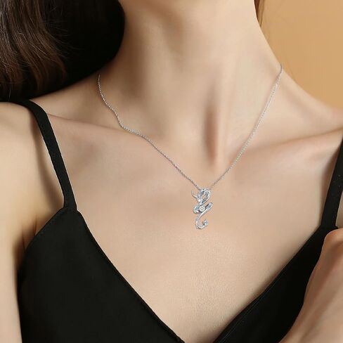 Diamond Dragon Necklace for Women 925 Sterling Silver Dragon Pendant with Lab Grown Diamond Jewelry Gifts in Kuwait