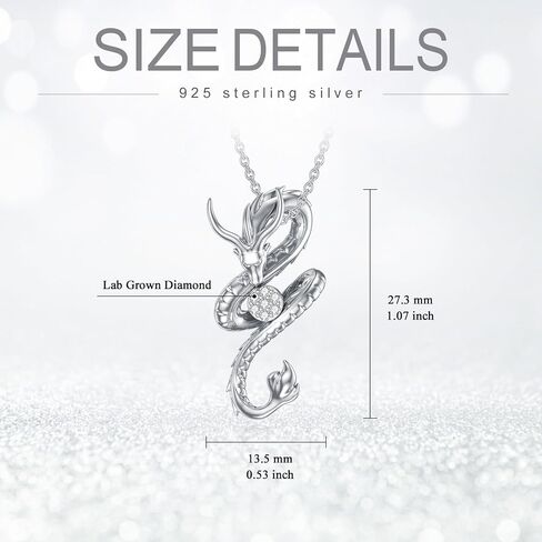 Diamond Dragon Necklace for Women 925 Sterling Silver Dragon Pendant with Lab Grown Diamond Jewelry Gifts in Kuwait