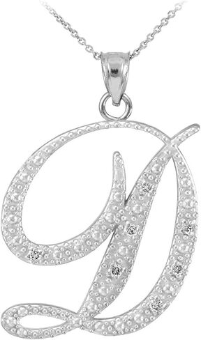 925 Sterling Silver Cubic Zirconia Accented Script Initial Letter D Pendant Necklace, 20" in Saudi Arabia