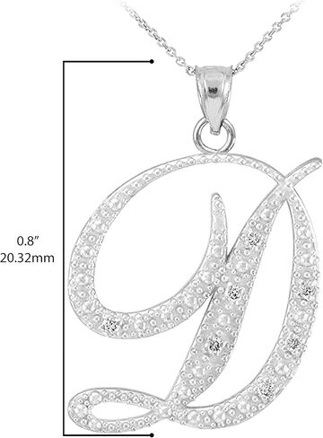 925 Sterling Silver Cubic Zirconia Accented Script Initial Letter D Pendant Necklace, 20" in Saudi Arabia