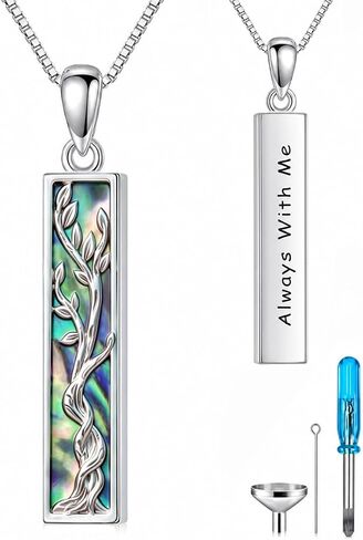 Tree of Life/Dragonfly/Butterfly Urn Necklace 925 Sterling Silver Adjustable Abalone Ashes Jewelry Gifts for Women in Saudi Arabia