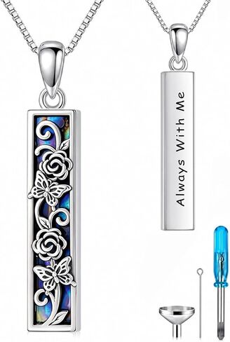Tree of Life/Dragonfly/Butterfly Urn Necklace 925 Sterling Silver Adjustable Abalone Ashes Jewelry Gifts for Women in Kuwait