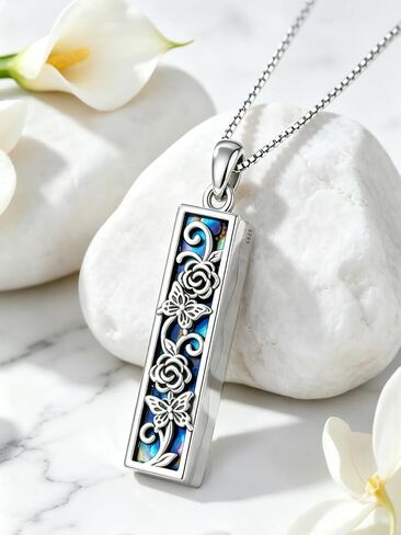 Tree of Life/Dragonfly/Butterfly Urn Necklace 925 Sterling Silver Adjustable Abalone Ashes Jewelry Gifts for Women in Kuwait