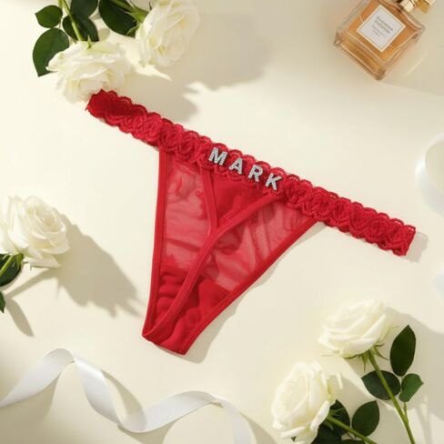 1-2 Pack Custom Name Thongs for Women - Personalized Sexy Lace Thong Underwear, Custom Thong Bikini with His Name - Women's Custom Panties & Custom Personalized Valentine, Christmas Thong Gift in Kuwait