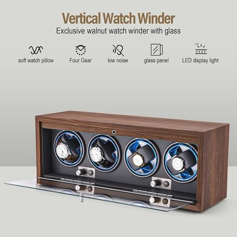 Watch Winder for Automatic Watches, Ultra Quiet Motor for 4 Watches with LED Lights, Automatic Watch Winder with 4 Rotation Modes in Saudi Arabia