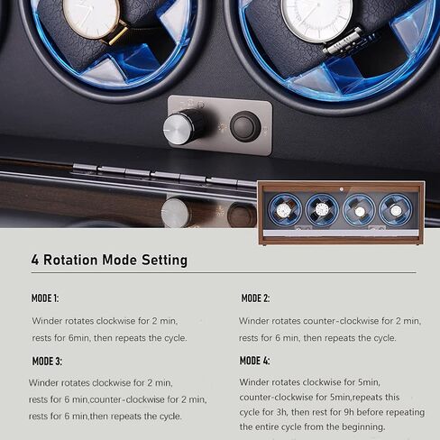Watch Winder for Automatic Watches, Ultra Quiet Motor for 4 Watches with LED Lights, Automatic Watch Winder with 4 Rotation Modes in Saudi Arabia