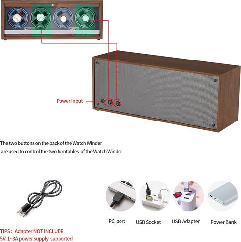 Watch Winder for Automatic Watches, Ultra Quiet Motor for 4 Watches with LED Lights, Automatic Watch Winder with 4 Rotation Modes in Saudi Arabia