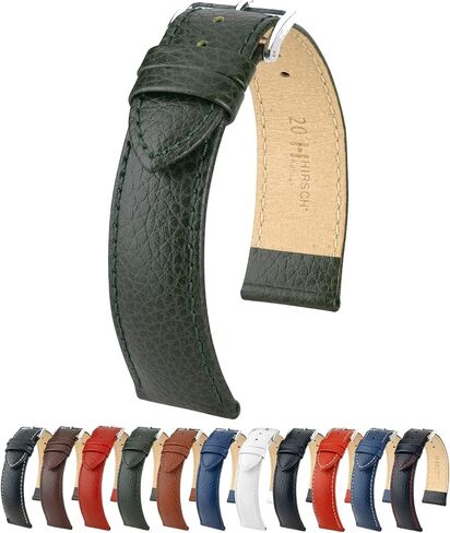 Genuine Calf Leather Watch Band Buffalo Grain - Choose Color & Size - Classic Styled Excellent Quality Watch Strap HIRSCH Kansas in Saudi Arabia