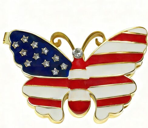 American Flag Butterfly Metal Jewelry Box Patriotic Gorgeous Trinket Vintage Storage Box Decorative with Magnetic Latching Keepsake Storage Box for Ring Earrings Necklaces Decor in Saudi Arabia