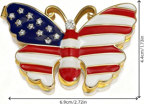 American Flag Butterfly Metal Jewelry Box Patriotic Gorgeous Trinket Vintage Storage Box Decorative with Magnetic Latching Keepsake Storage Box for Ring Earrings Necklaces Decor in Saudi Arabia