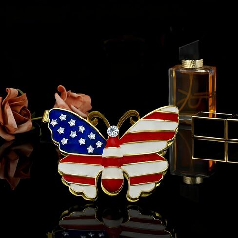 American Flag Butterfly Metal Jewelry Box Patriotic Gorgeous Trinket Vintage Storage Box Decorative with Magnetic Latching Keepsake Storage Box for Ring Earrings Necklaces Decor in Saudi Arabia