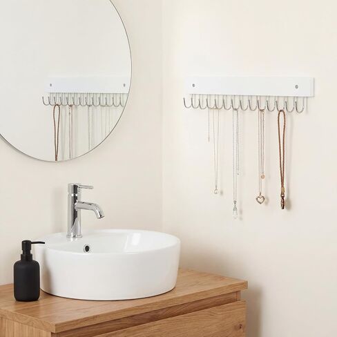 MAQUITA Jewelry Rack Wall Mount, 4 Pack Necklace Hooks with 56 Jewelry Hooks for Wall, Space-Saving Wooden Necklace Holder for Necklaces, Bracelets, Pendants, Earrings in Saudi Arabia