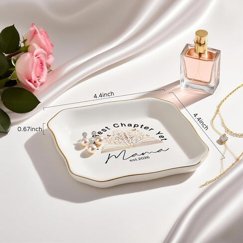 New Mom Gifts, Gifts for New Mom, Postpartum Gifts for Mom, Mom Gifts After Birth, Pregnancy Gifts for First-Time Mom, Mother, Mama, Mom to Be, Expecting Mom, 4"x4" Ceramic Jewelry Tray in Saudi Arabia