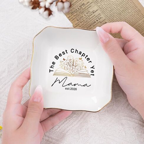 New Mom Gifts, Gifts for New Mom, Postpartum Gifts for Mom, Mom Gifts After Birth, Pregnancy Gifts for First-Time Mom, Mother, Mama, Mom to Be, Expecting Mom, 4"x4" Ceramic Jewelry Tray in Saudi Arabia