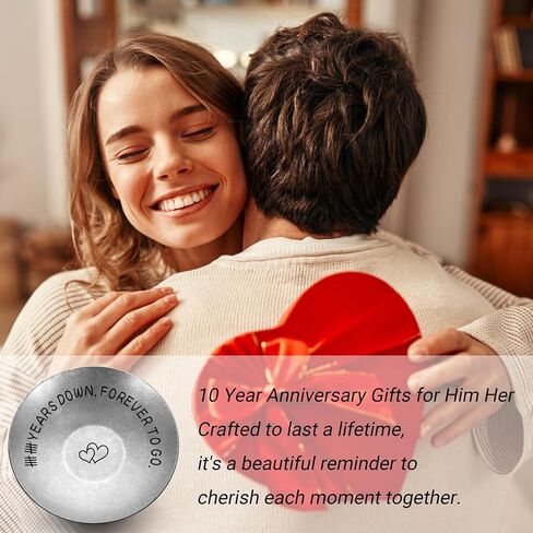 10 Year Anniversary Tin Gifts for Him Her 10 Year Anniversary Wedding Gifts for Wife Husband Couples Retro Style 4" Ring Holder 10th Aniversario Tenth Years Present for Women Men (Retro Style) in Kuwait