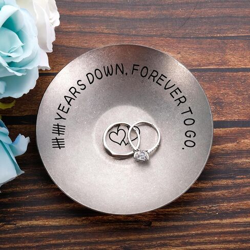 10 Year Anniversary Tin Gifts for Him Her 10 Year Anniversary Wedding Gifts for Wife Husband Couples Retro Style 4" Ring Holder 10th Aniversario Tenth Years Present for Women Men (Retro Style) in Kuwait