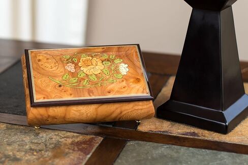 Italian Hand Crafted Inlaid Light Burl Wood Musical Jewelry Box Plays Amazing Grace in Saudi Arabia