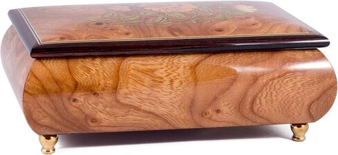 Italian Hand Crafted Inlaid Light Burl Wood Musical Jewelry Box Plays Amazing Grace in Saudi Arabia
