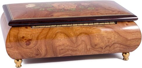 Italian Hand Crafted Inlaid Light Burl Wood Musical Jewelry Box Plays Amazing Grace in Saudi Arabia