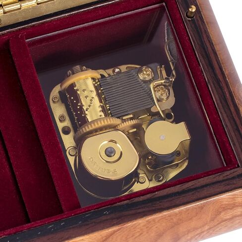 Italian Hand Crafted Inlaid Light Burl Wood Musical Jewelry Box Plays Amazing Grace in Saudi Arabia