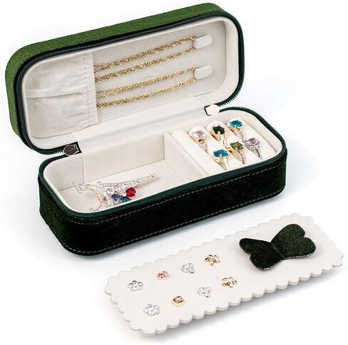 BONNY DODO Small Travel Jewelry Box Organizer for Women with Plush Velvet | Pink Portable Mini Jewelry Case Compact Storage Holder for Earrings Rings Necklaces Bracelets, Small Travel Gift Box in Saudi Arabia