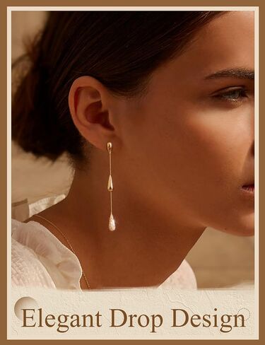 Gold Dangle Earrings for Women Trendy, 14K Gold Plated Teardrop Long Chain Earrings, Dainty CZ Waterdrop Drop Earring, Elegant Wedding Prom Jewelry Gift in Saudi Arabia