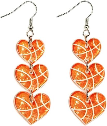Cute Sport Ball Dangle Drop Earrings Love Heart Helmet Bowknot Tennis Football Baseball Basketball Volleyball Soccer Dangling Earrings for Women Sport Jewelry Gifts in Saudi Arabia