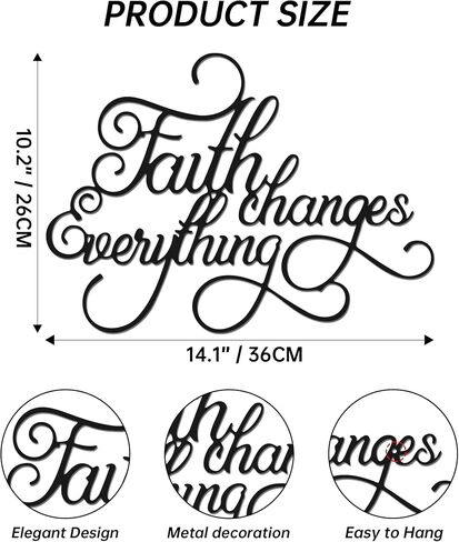 Faith Wall Decor, Faith Changes Everything, Inspirational Metal Wall Home Art for Living Room,Office,Bedroom in Saudi Arabia