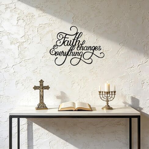 Faith Wall Decor, Faith Changes Everything, Inspirational Metal Wall Home Art for Living Room,Office,Bedroom in Saudi Arabia