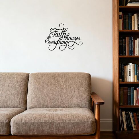 Faith Wall Decor, Faith Changes Everything, Inspirational Metal Wall Home Art for Living Room,Office,Bedroom in Saudi Arabia