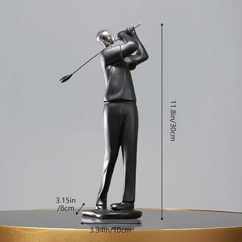 4×3×12" Modern Golf Figurine Statue – Elegant Polyresin Golfer Sculpture for Home Decor – Black Geometric Luxury Art for Living Room, Wine Cabinet, Office – Minimalist Modern Decorative Gift in Kuwait