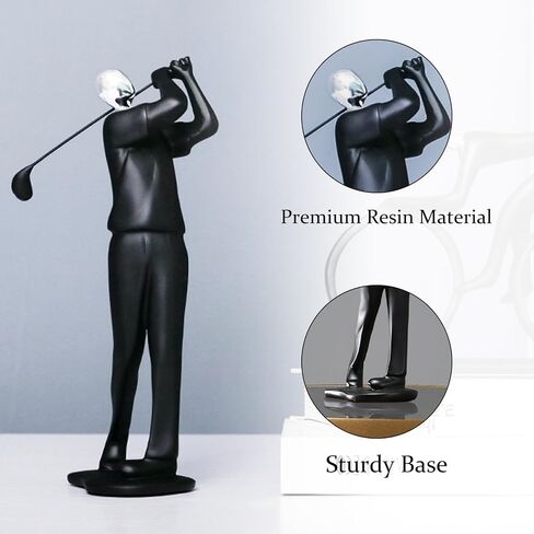 4×3×12" Modern Golf Figurine Statue – Elegant Polyresin Golfer Sculpture for Home Decor – Black Geometric Luxury Art for Living Room, Wine Cabinet, Office – Minimalist Modern Decorative Gift in Kuwait