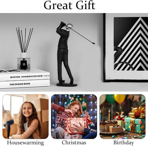 4×3×12" Modern Golf Figurine Statue – Elegant Polyresin Golfer Sculpture for Home Decor – Black Geometric Luxury Art for Living Room, Wine Cabinet, Office – Minimalist Modern Decorative Gift in Kuwait