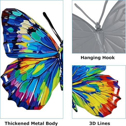 Moruska Large Metal Butterfly Garden Wall Decor, Outdoor Metal Wall Art Butterfly Ornaments for Garden Fence Patio Yard Porch, Exterior Indoor Wall Hangings in Saudi Arabia